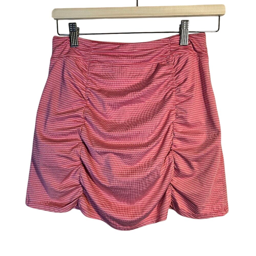 SOYBU XS Feminine Pink Striped Ruched Skort [0352]